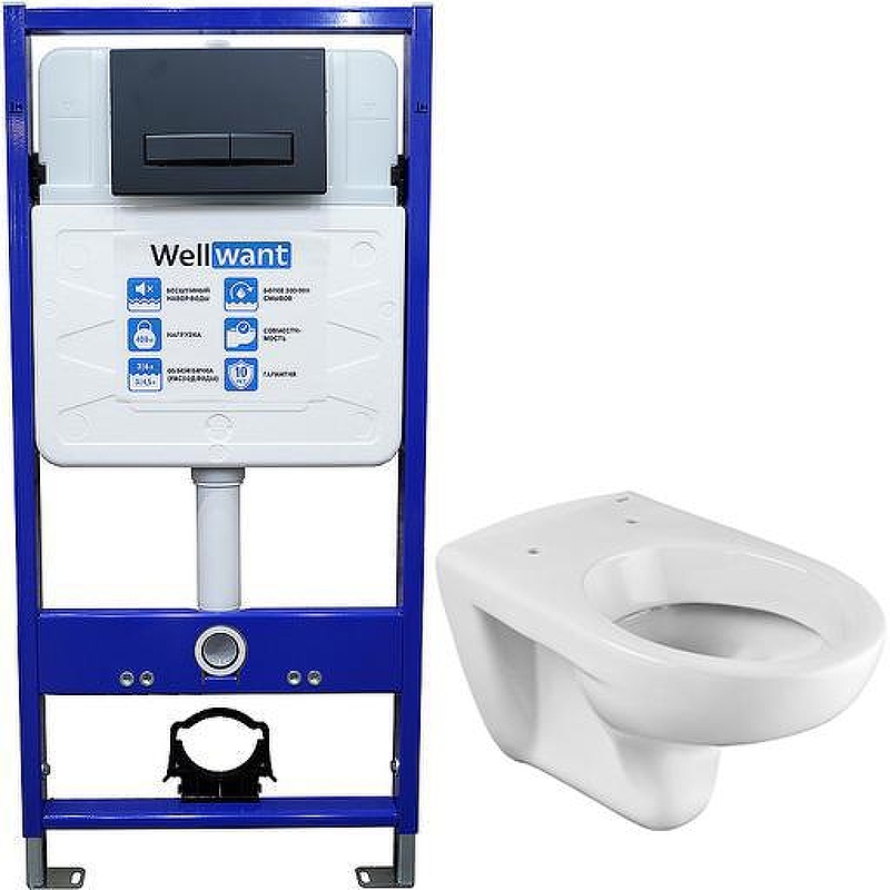Унитаз с инсталляцией Roca Mateo 346200000 + WellWant Standart 50 WWISI111BB 