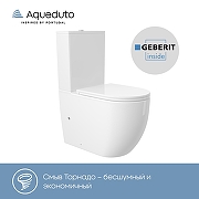 Унитаз компакт Aqueduto Ovo Plus Tornado AQDSOVOT10 цвет Белый глянцевый с бачком и сиденьем Микролифт