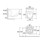 Унитаз Aqueduto Ovo Tornado OVOT2140 подвесной цвет Черный матовый с сиденьем Микролифт-7
