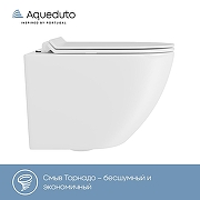 Унитаз Aqueduto Ovo Tornado Daily OVOTD2210 подвесной цвет Белый глянцевый с сиденьем Микролифт-2