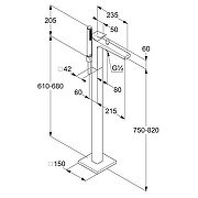 Смеситель для ванны Kludi Decus 54590N575 цвет Никель брашированный-1