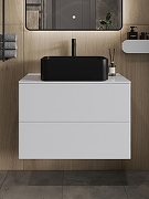 Тумба с раковиной Orange Otto 75 Ot-75TuMDF+B02-460MB подвесная цвет Белый глянец-1