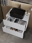 Тумба с раковиной Orange Otto 75 Ot-75TuMDF+B02-460MB подвесная цвет Белый глянец-2