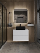 Тумба с раковиной Orange Otto 75 Ot-75TuMDF+B02-460MB подвесная цвет Белый глянец-3