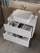 Тумба с раковиной Orange Otto 75 Ot-75TuMDF+B02-460W подвесная цвет Белый глянец-4