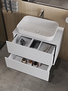 Тумба с раковиной Orange Otto 75 Ot-75TuMDF+B03-600W подвесная цвет Белый глянец-2