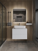 Тумба с раковиной Orange Otto 75 Ot-75TuMDF+B03-600W подвесная цвет Белый глянец-4