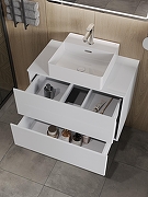 Тумба с раковиной Orange Otto 75 Ot-75TuMDF+B04-405W подвесная цвет Белый глянец-3
