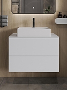 Тумба с раковиной Orange Otto 75 Ot-75TuMDF+B04-500W подвесная цвет Белый глянец-2