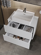 Тумба с раковиной Orange Otto 75 Ot-75TuMDF+B04-500W подвесная цвет Белый глянец-3