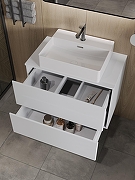 Тумба с раковиной Orange Otto 75 Ot-75TuMDF+B04-500W подвесная цвет Белый глянец-4