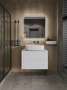 Тумба с раковиной Orange Otto 75 Ot-75TuMDF+B04-600W подвесная цвет Белый глянец-5