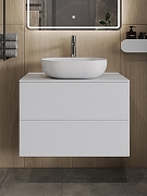 Тумба с раковиной Orange Otto 75 Ot-75TuMDF+B05-480W подвесная цвет Белый глянец-2
