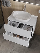 Тумба с раковиной Orange Otto 75 Ot-75TuMDF+B05-480W подвесная цвет Белый глянец-3