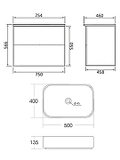 Тумба с раковиной Orange Otto 75 Ot-75TuMDF+B05-500W подвесная цвет Белый глянец-6
