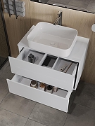 Тумба с раковиной Orange Otto 75 Ot-75TuMDF+B05-500W подвесная цвет Белый глянец-3