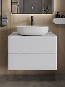 Тумба с раковиной Orange Otto 75 Ot-75TuMDF+B05-520W подвесная цвет Белый глянец-1