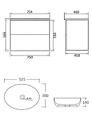 Тумба с раковиной Orange Otto 75 Ot-75TuMDF+B05-520W подвесная цвет Белый глянец-5