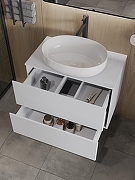 Тумба с раковиной Orange Otto 75 Ot-75TuMDF+B05-520W подвесная цвет Белый глянец-3