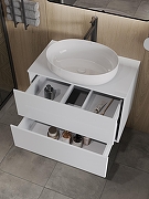 Тумба с раковиной Orange Otto 75 Ot-75TuMDF+B05-520W подвесная цвет Белый глянец-3