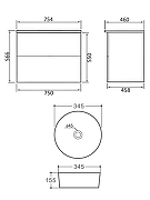 Тумба с раковиной Orange Otto 75 Ot-75TuMDF+B07-345W подвесная цвет Белый глянец-6