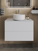 Тумба с раковиной Orange Otto 75 Ot-75TuMDF+B07-345W подвесная цвет Белый глянец-2