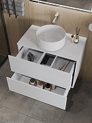Тумба с раковиной Orange Otto 75 Ot-75TuMDF+B07-345W подвесная цвет Белый глянец-4