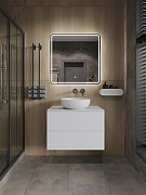 Тумба с раковиной Orange Otto 75 Ot-75TuMDF+B07-420W подвесная цвет Белый глянец-3