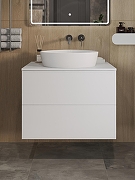 Тумба с раковиной Orange Otto 75 Ot-75TuMDF+B07-500W подвесная цвет Белый глянец-1