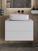 Тумба с раковиной Orange Otto 75 Ot-75TuMDF+B07-540W подвесная цвет Белый глянец-1