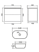 Тумба с раковиной Orange Otto 75 Ot-75TuMDF+B07-540W подвесная цвет Белый глянец-6