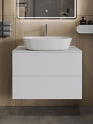 Тумба с раковиной Orange Otto 75 Ot-75TuMDF+B08-500W подвесная цвет Белый глянец-1