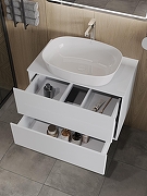 Тумба с раковиной Orange Otto 75 Ot-75TuMDF+B08-500W подвесная цвет Белый глянец-2