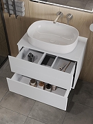 Тумба с раковиной Orange Otto 75 Ot-75TuMDF+B08-600W подвесная цвет Белый глянец-2