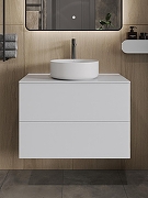 Тумба с раковиной Orange Otto 75 Ot-75TuMDF+B09-360W подвесная цвет Белый глянец-1
