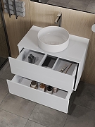 Тумба с раковиной Orange Otto 75 Ot-75TuMDF+B09-360W подвесная цвет Белый глянец-3