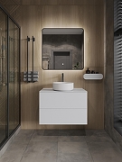 Тумба с раковиной Orange Otto 75 Ot-75TuMDF+B09-360W подвесная цвет Белый глянец-4