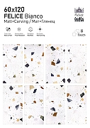 Керамогранит Infinity Ceramica FELICE Bianco Matt+Carving Многоцветный Карвинг 60x120 см-2