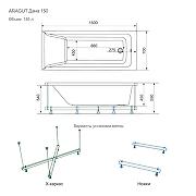 Акриловая ванна ARAGUT Дана 150х70 Щ0000063278 цвет Белый-5
