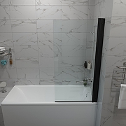 Шторка на ванну ARAGUT SL-блэк 75х140 Щ0000067926 профиль Черный матовый стекло прозрачное-3