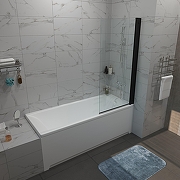 Шторка на ванну ARAGUT SL-блэк 75х140 Щ0000067926 профиль Черный матовый стекло прозрачное-4