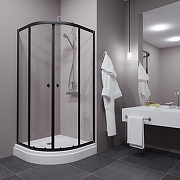 Душевой уголок ARAGUT Омега-блэк 100х100 Щ0000067944 с поддоном профиль Черный матовый стекло прозрачное-2