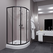 Душевой уголок ARAGUT Омега-блэк 100х100 Щ0000067944 с поддоном профиль Черный матовый стекло прозрачное-3