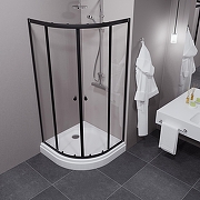 Душевой уголок ARAGUT Омега-блэк 100х100 Щ0000067944 с поддоном профиль Черный матовый стекло прозрачное-4