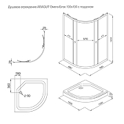 Душевой уголок ARAGUT Омега-блэк 100х100 Щ0000067944 с поддоном профиль Черный матовый стекло прозрачное-6