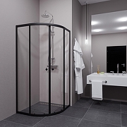 Душевой уголок ARAGUT Омега-блэк 100х100 Щ0000067946 профиль Черный матовый стекло прозрачное-3