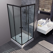 Душевой уголок ARAGUT Бетта-блэк 100х100 Щ0000067948 с поддоном профиль Черный матовый стекло прозрачное-4