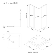 Душевой уголок ARAGUT Бетта-блэк 100х100 Щ0000067948 с поддоном профиль Черный матовый стекло прозрачное-7