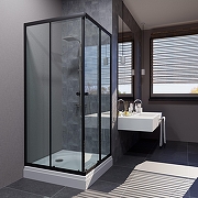 Душевой уголок ARAGUT Бетта-блэк 90х90 Щ0000067952 с поддоном профиль Черный матовый стекло прозрачное-3