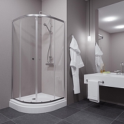 Душевой уголок ARAGUT Омега-хром 100х100 Щ0000067958 с поддоном профиль Хром стекло прозрачное-2